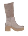 Patrizia Bonfanti Woman Ankle Boots Grey Size 11 Soft Leather In Beige