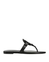 Tory Burch Miller Crystal Logo Thong Sandals In Black