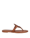 Tory Burch Woman Toe Strap Sandals Tan Size 7.5 Soft Leather In Brown