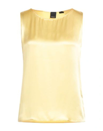 Pinko Woman Top Light Yellow Size 2 Acetate, Silk