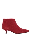 Anna F . Woman Ankle Boots Brick Red Size 9 Soft Leather