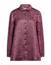 Siyu Woman Shirt Purple Size 4 Wool, Lurex, Silk, Nylon, Cotton