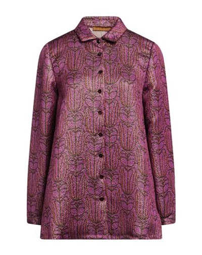 Siyu Woman Shirt Purple Size 4 Wool, Lurex, Silk, Nylon, Cotton
