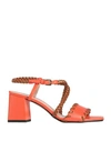 Pollini Woman Sandals Tomato Red Size 7 Soft Leather