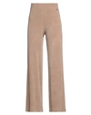 Berna Woman Pants Camel Size L Viscose, Polyamide, Polyester In Beige