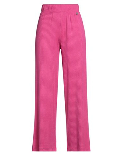 Berna Woman Pants Fuchsia Size L Viscose, Polyamide, Polyester In Pink