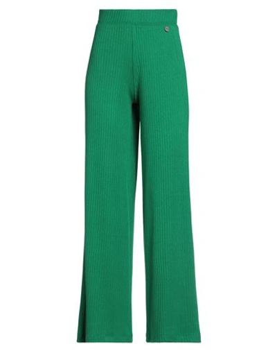 Berna Woman Pants Green Size L Viscose, Polyamide, Polyester In Green