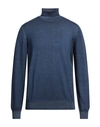 Gran Sasso Man Turtleneck Slate Blue Size 46 Virgin Wool In Navy Blue