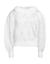 Alberta Ferretti Woman Sweater White Size 10 Mohair Wool, Polyamide, Virgin Wool