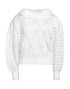 Alberta Ferretti Woman Sweater White Size 10 Mohair Wool, Polyamide, Virgin Wool In White