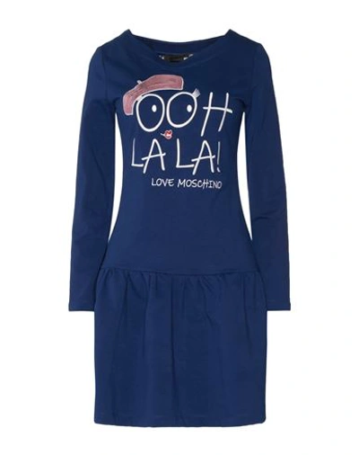 Love Moschino Woman Mini Dress Navy Blue Size 4 Cotton, Elastane