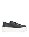Armani Exchange Woman Sneakers Black Size 9.5 Soft Leather In Black