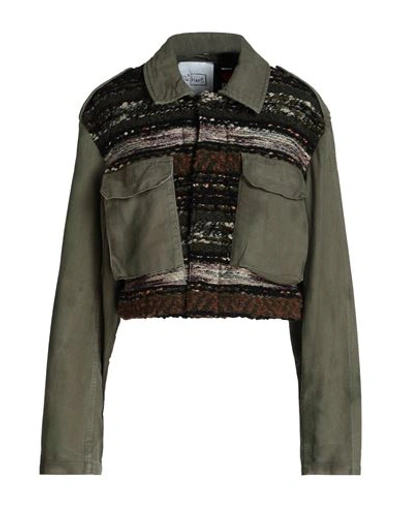 De' Hart Woman Jacket Military Green Size M Cotton, Polyester, Acrylic, Polyamide
