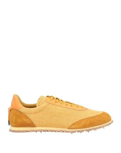 Barracuda Man Sneakers Ocher Size 10 Textile Fibers, Soft Leather In Yellow