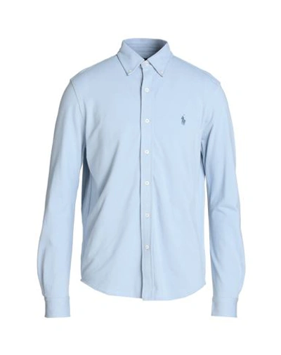 Polo Ralph Lauren Featherweight Mesh Shirt Man Shirt Sky Blue Size Xxl Cotton