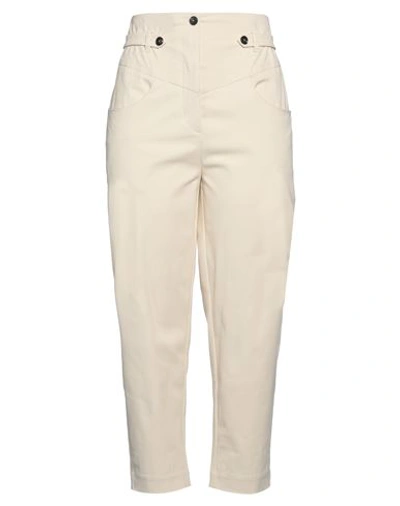 Tela Woman Pants Ivory Size 8 Viscose, Linen, Elastane In Beige