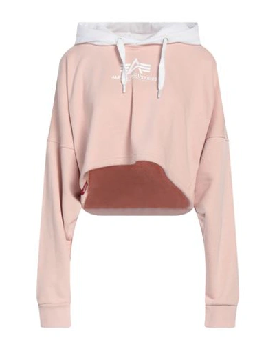 Alpha Industries Woman Sweatshirt Blush Size L Cotton, Polyester In Pink