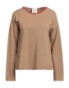 SEMICOUTURE SEMICOUTURE WOMAN SWEATER CAMEL SIZE M VIRGIN WOOL