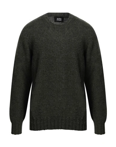 Alpha Studio Man Sweater Dark Green Size 44 Wool In Green