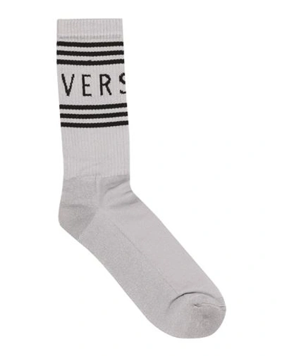 Versace Man Socks & Hosiery Light Grey Size S Cotton, Polyamide, Elastane