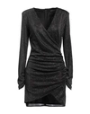 Actualee Woman Mini Dress Black Size 8 Polyamide, Metallic Fiber