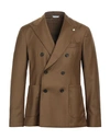 Manuel Ritz Double-breasted Wool-blend Suit In Beige