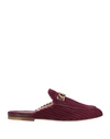 Tod's Woman Mules & Clogs Burgundy Size 4 Textile Fibers, Leather In Red