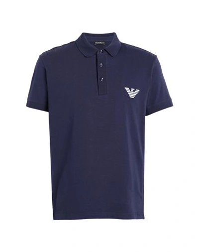Emporio Armani Man Polo Shirt Navy Blue Size Xxl Cotton, Elastane