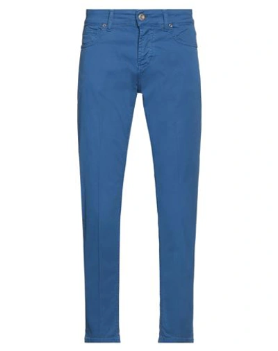 Massimo Brunelli Man Pants Bright Blue Size 31 Cotton, Elastane