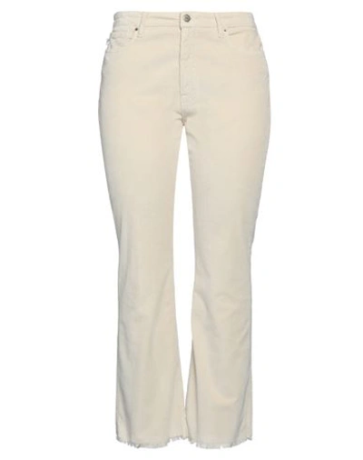 2w2m Woman Pants Cream Size 32 Cotton, Modal, Elastane In White
