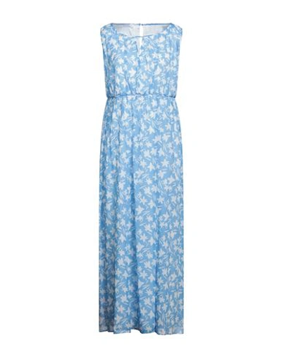 Diana Gallesi Woman Long Dress Sky Blue Size 16 Cotton