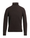 Filippo De Laurentiis Man Turtleneck Dark Brown Size 40 Cashmere, Merino Wool