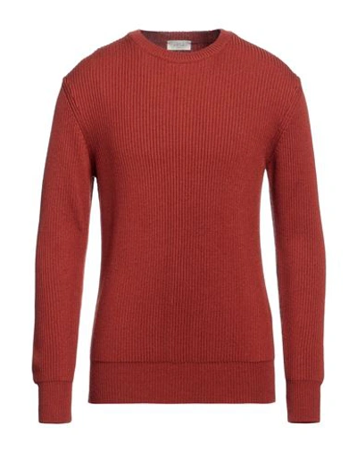Altea Man Sweater Rust Size L Virgin Wool In Red