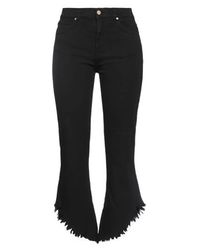 Twenty Easy By Kaos Woman Denim Pants Black Size 27 Cotton, Elastane