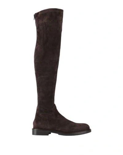 Guglielmo Rotta Woman Knee Boots Black Size 7 Soft Leather In Brown