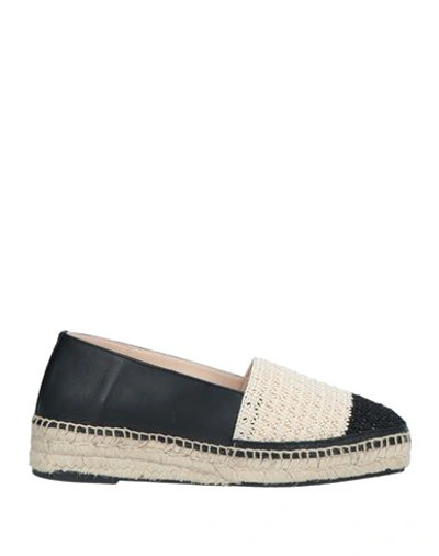 Fabi Woman Espadrilles Black Size 7 Soft Leather, Textile Fibers