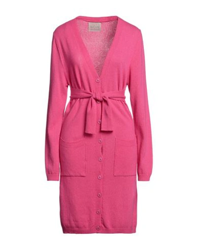 N.o.w. Andrea Rosati Cashmere N. O.w. Andrea Rosati Cashmere Woman Cardigan Fuchsia Size L Cashmere, Viscose, Wool, Polyamide In Pink