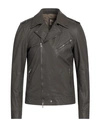 Andrea D'amico Man Jacket Lead Size 46 Leather In Grey
