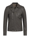 Andrea D'amico D'amico Man Jacket Lead Size 44 Leather In Grey