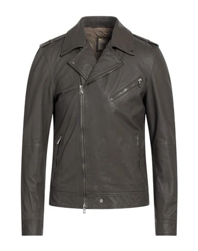 Andrea D'amico Man Jacket Lead Size 44 Leather In Grey