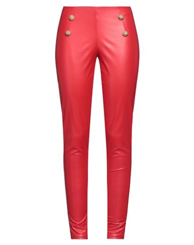 Giulia N Woman Pants Red Size S Polyester, Polyurethane