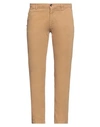 Officina 36 Man Pants Camel Size 28 Cotton, Elastane In Beige