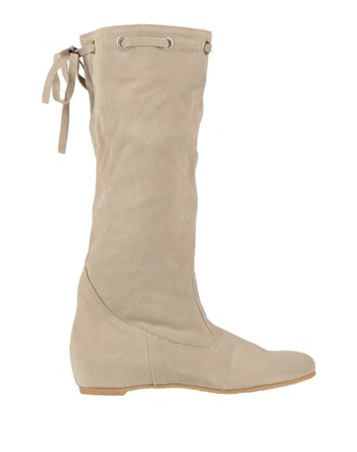 Stele Woman Knee Boots Beige Size 10 Soft Leather