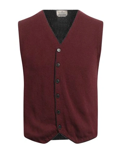 Brooksfield Man Cardigan Burgundy Size 48 Wool In Red