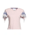Koché Woman T-shirt Light Pink Size S Cotton, Polyamide, Viscose