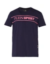 Plein Sport Man T-shirt Navy Size L Cotton, Elastane In Navy Blue