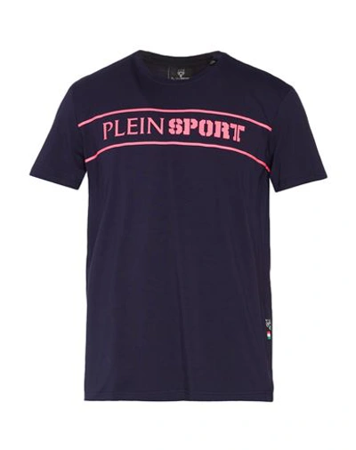 Plein Sport Man T-shirt Navy Blue Size Xxl Cotton, Elastane