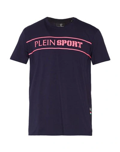 Plein Sport Man T-shirt Navy Size L Cotton, Elastane In Navy Blue