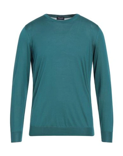 Drumohr Man Sweater Deep Jade Size 42 Silk In Green