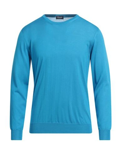 Drumohr Man Sweater Azure Size 44 Silk In Blue